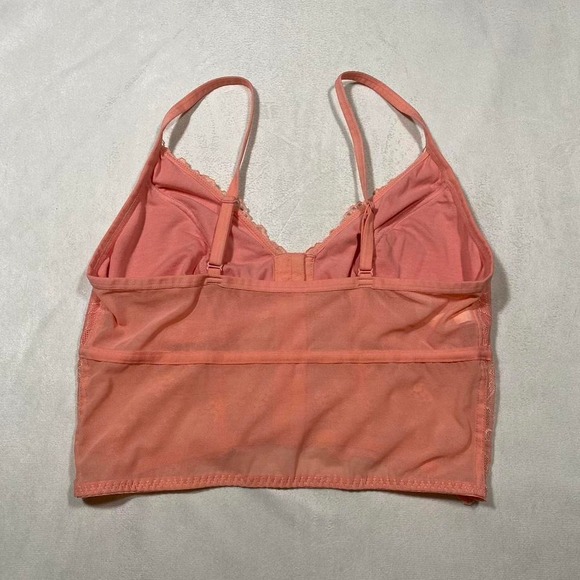 Colsie Coral Fairy Lace Hook Front Bralette Sheer Corest Crop Top Size M - Picture 2 of 3